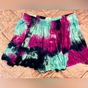 Torrid Tie-Dye Mini Skirt in Pink and Teal